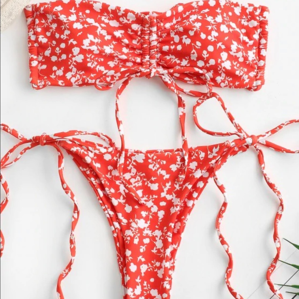 2/$20 Multi-way Floral Print Cinched String Bikini